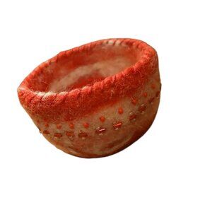 Felted bowl decorated with beads and embroidery brand new